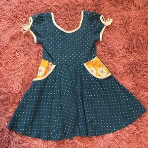 Wildflowers Blue Polka Dot Dress with Floral Accents